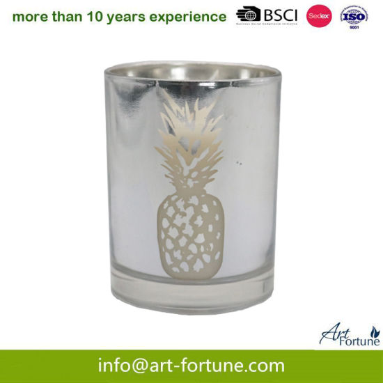 Glass Scented Candle with Internal Electroplating and Paper Decal for Home Decor