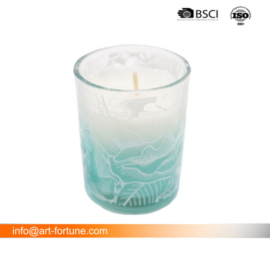 Large Glass Pillar Candle with Frosted and Spray Color for Decor