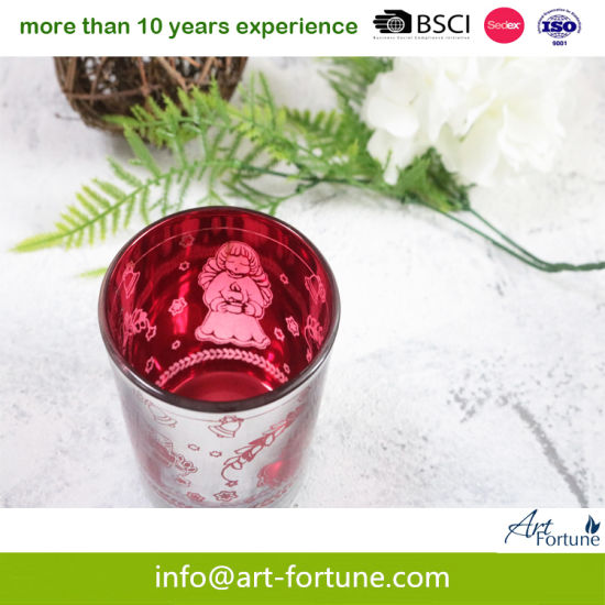 Scented Glass Candle with Inner Electroplated and Red Color Sprayed