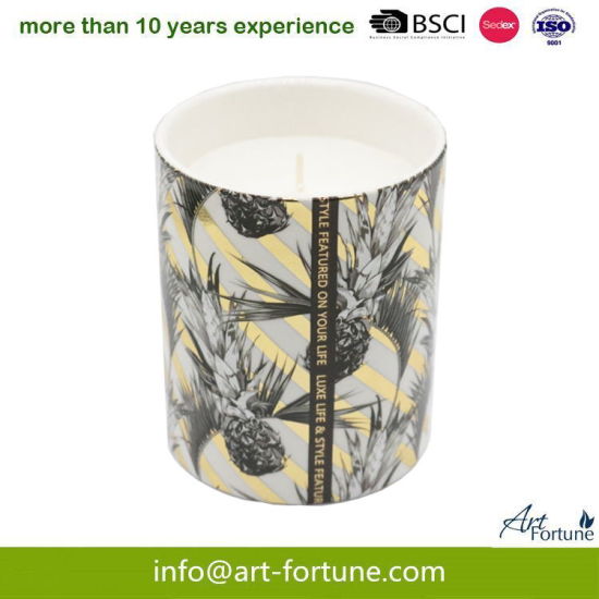 Ceramic Candle with Spray Color Paper Decal for Home Decor