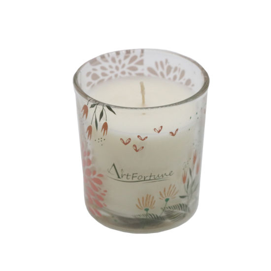Scent Glass Candle with Decal Paper and Color Label for Home Decor