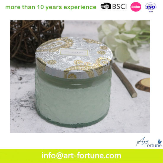 ODM Scented Sculpture Glass Soy Candle with Essential Oils