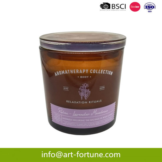 Luxury Scented Candle with Sticker and Wooden Lid
