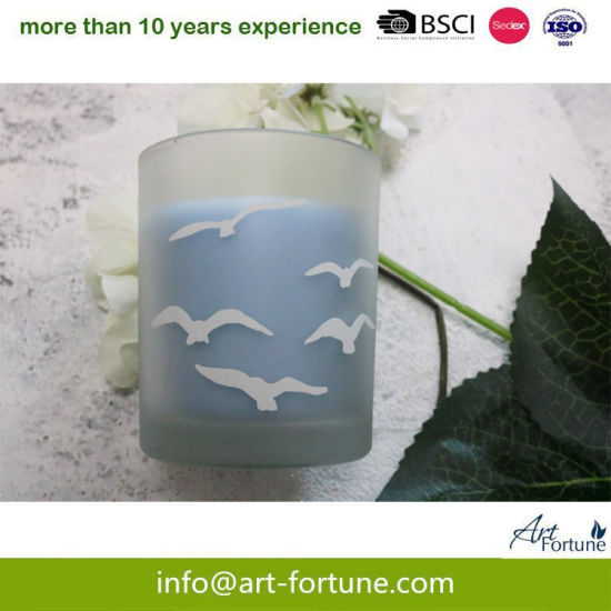 Inner Sprayed Scented Glass Candle with Full Wrapped Decal and Wooden Lid
