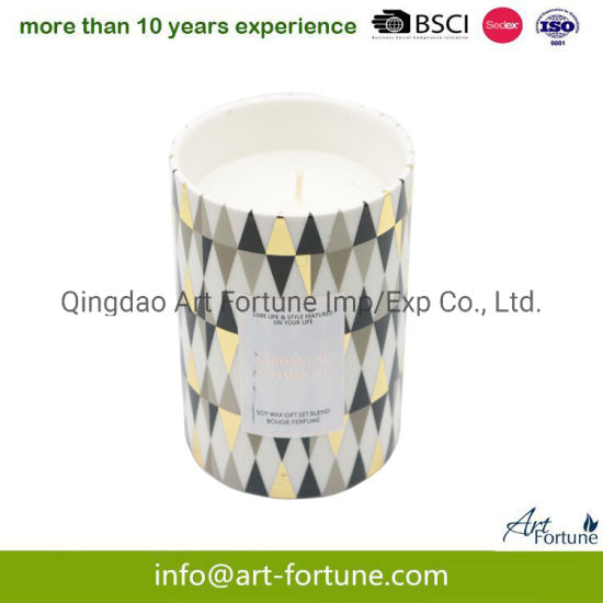 High Quality Scent Soya Wax Ceramic Candle with Decal Paper for Festival