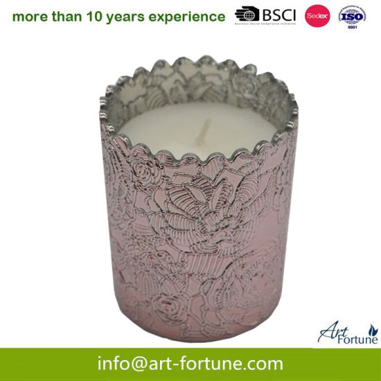 Electroplated Color Spray Glass Scented Candle with Engrave Embossed