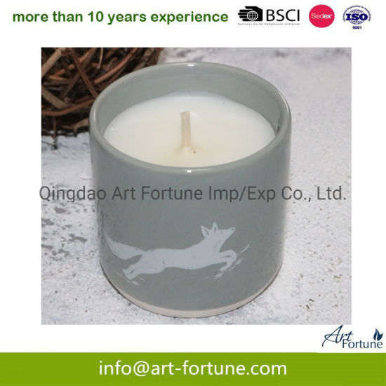 Set of 3 Ceramic Candle with Painting in Gift Box for Home Decor