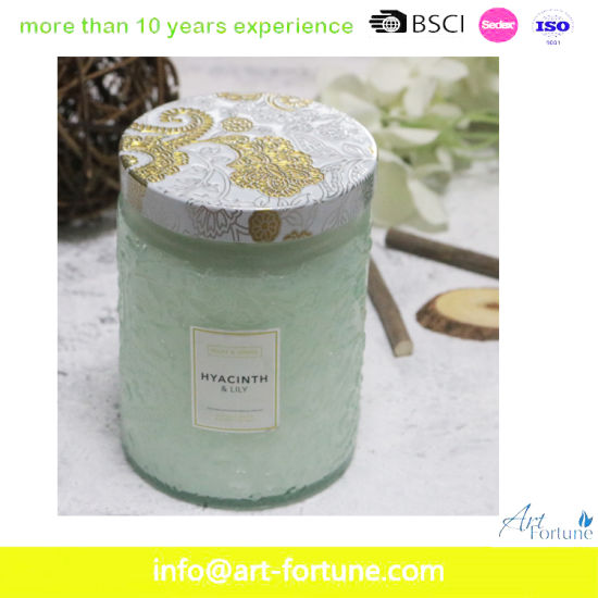 ODM Scented Sculpture Glass Soy Candle with Essential Oils