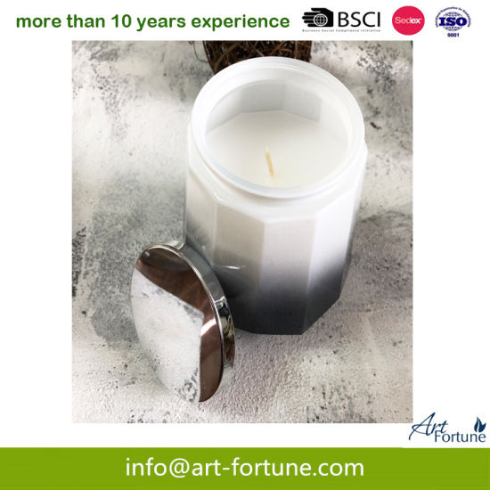 Luxury Shaped Scented Glass Candle with Outer Sprayed and Stainless Lid
