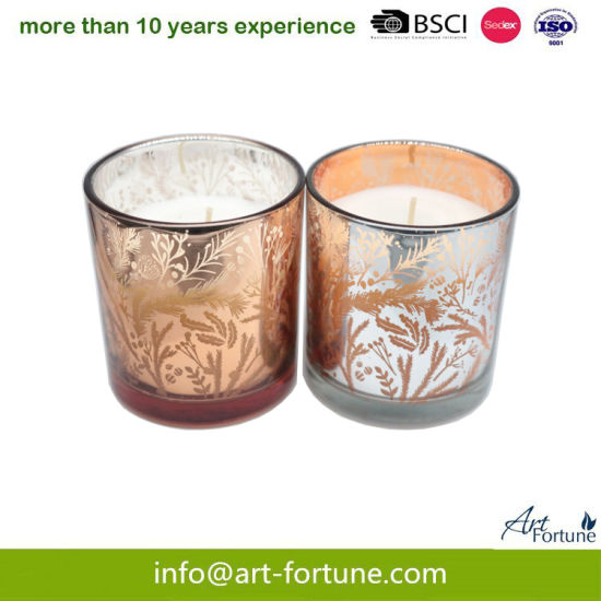 200g Glass Candle with Electroplate and Laser Cut for Home Decor