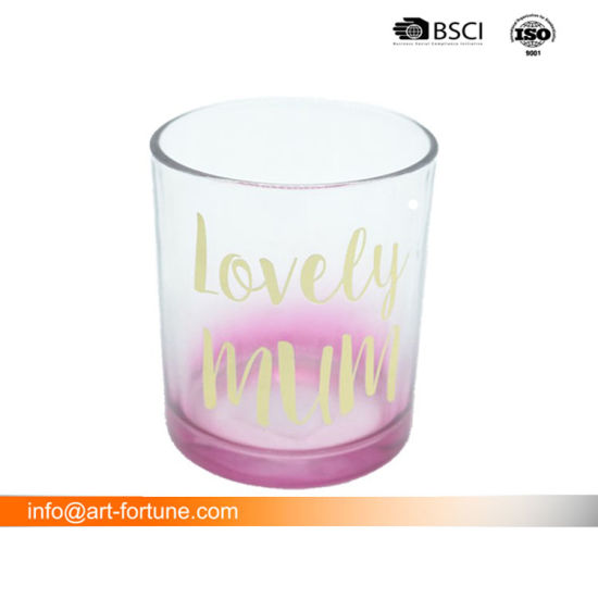 Sprayed Glass Candle Holder with Decal Paper for Festival