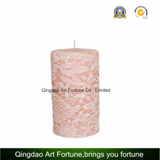 Carved Candle with Embossed Rose Pattern for Home Decoration