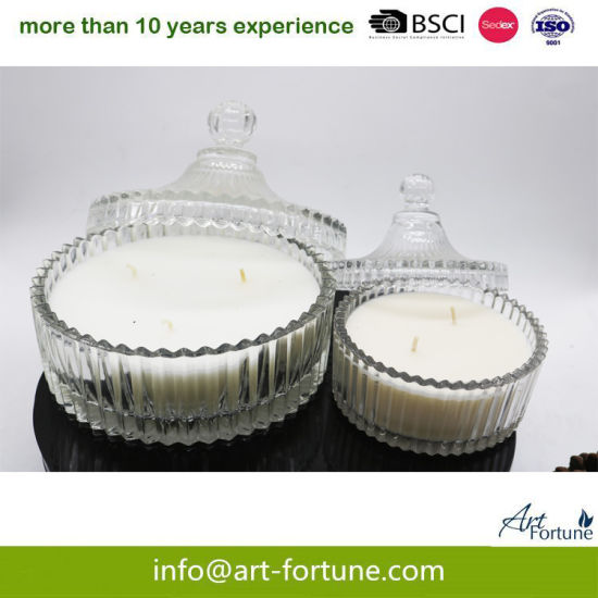 Scented Cut Glass Candle with Glass Lid for Home Decoration