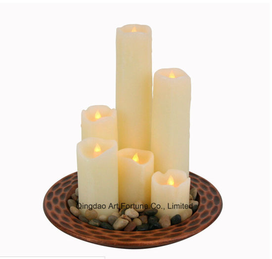 Flameless Real Wax LED Pillar Candle for Xmas Glitter