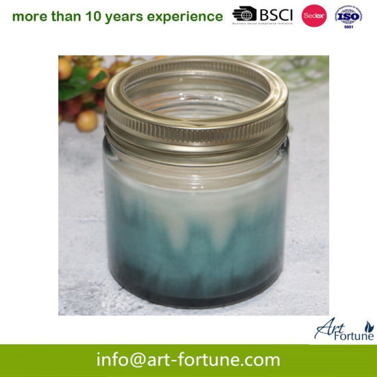 Scent Glass Jar Candle with Color Coating and Lid for Home Decor