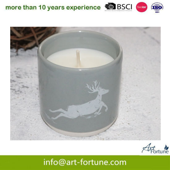 High Quality Ceramic Candle with Decal Paper for Christmas