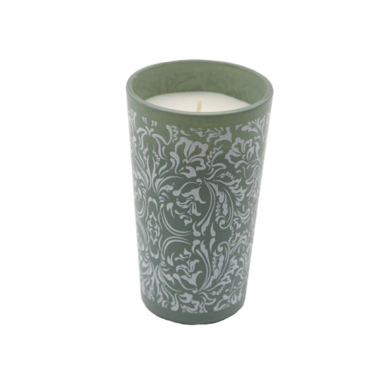Large Glass Candle with Decal Paper for Home Decor