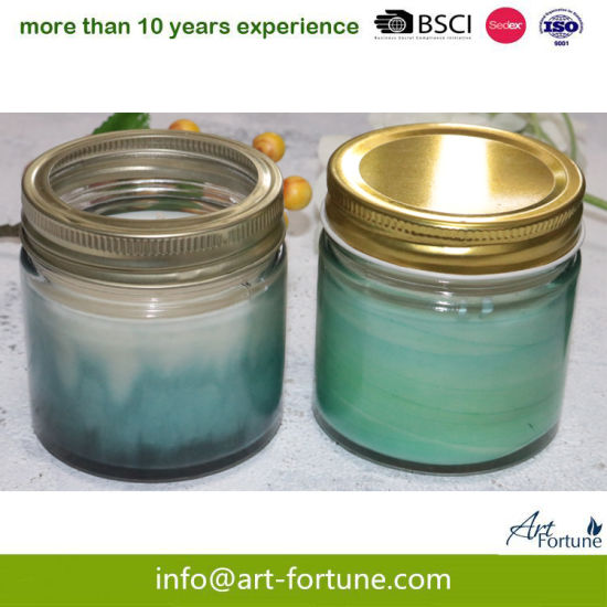 Glass Jar Candle with Color Spray and Color Label for Home Decor