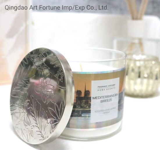350g Handpoured Scented Candle with Laser Sticker City and Deboss Lid for Home Decor