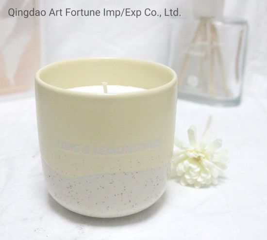 180g Scented Candle with Yellow Color Surface Layered Glaze Ceramicfor Home Decor