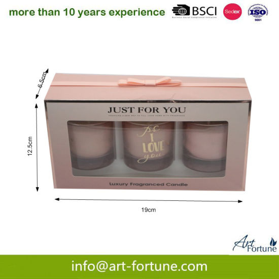 High Quality Scent Glass Candle with Decal Paper in Gift Box