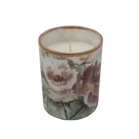 Scented Glass Candle with Frosted Sprayed and Decal Paper