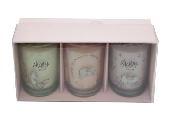 Esater Festival Set of 4 Glass Candles Gift Set with Silkscreen in Gift Box for Home Decor