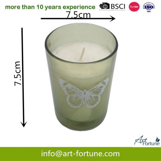 Popular Design Green Scented Candle Ingreen Glass with Paper Decal for Home Decor