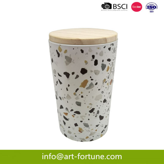 Luxury Scented Soy Aromatherapy Wax in Glass Candle with Wave Point Sticker and Wooden Lid