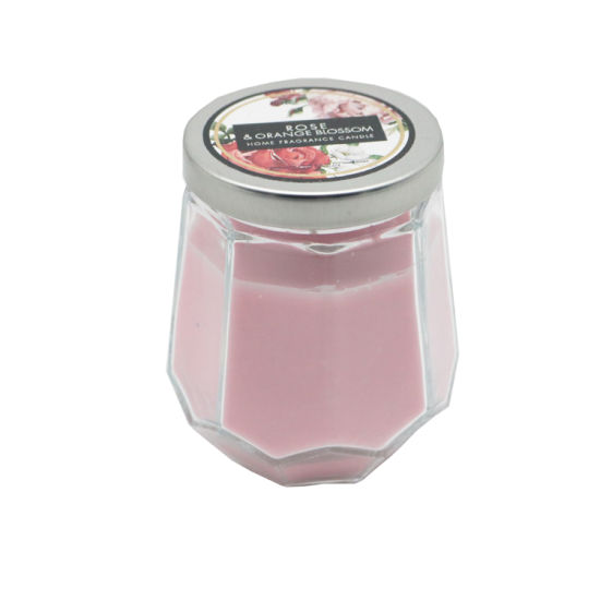8oz 220g Octagon Glass Scented Candle with Metal Lid