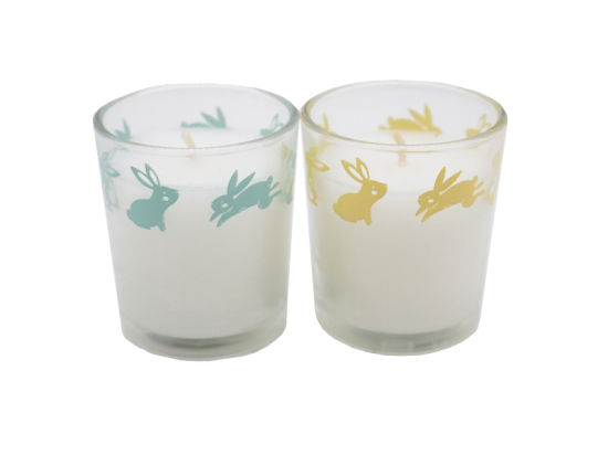 Esater Festival 4 Pk Glass Scented Votive Candles Box with Silk Printing in Gift Box for Home Decor