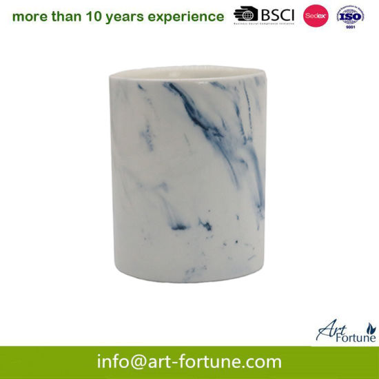 Scented Ceramic Candle with Blue Marbling for Party