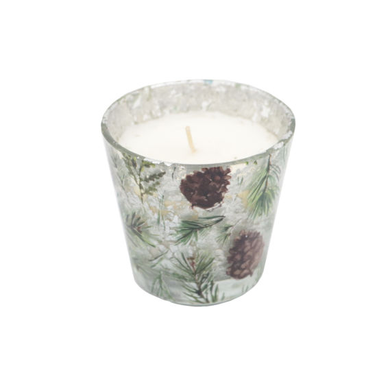 Scent Glass Candle with Decal Paper and Gold Decorative Paper for Christmas Festival