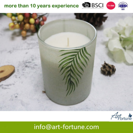 Scented Candle with Leaf Decal for Home Decoration