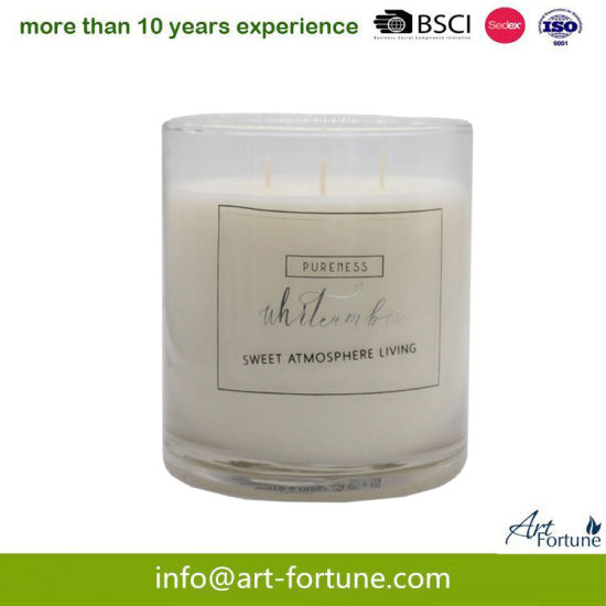 Large Glass Scented Candle with Paper Decal for Family Decoration