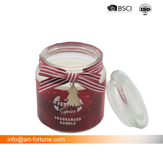 Scented Paraffin Wax Candle with Glass Lid 7oz