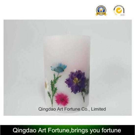 New Design Glass Candle with Dry Flower and Votive Candle Inside
