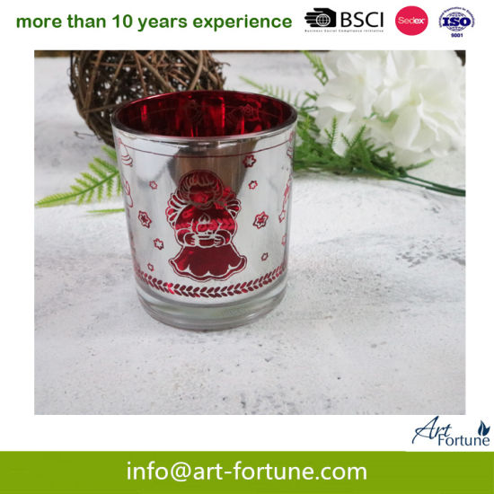 Scented Glass Candle with Inner Electroplated and Red Color Sprayed