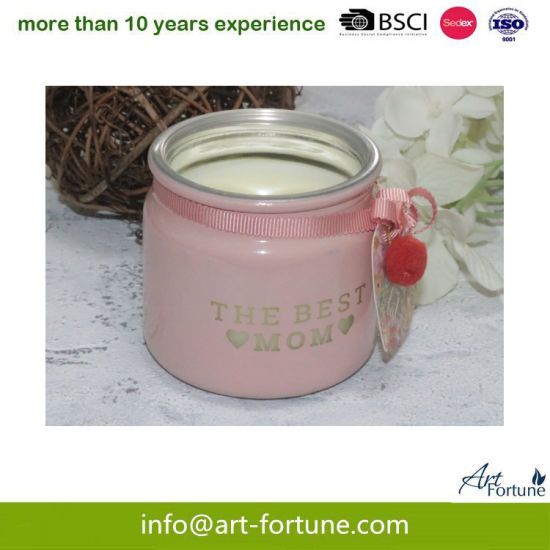 Large Size Scent Glass Jar Candle with Decal Paper for Mother`S Day