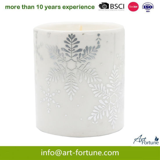 Scented Ceramic Candle with Paper Decal for Home Decor